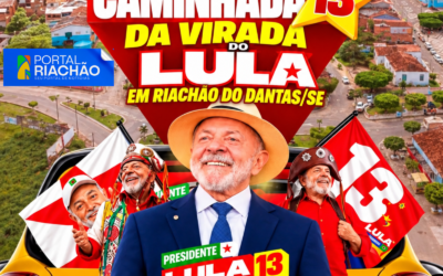 Grande Caminhada da Virada do presidente Lula percorrerá as ruas de Riachão do Dantas nesta terça-feira, 13 de outubro, com concentração às 18h13 na Praça Epifânio Góes